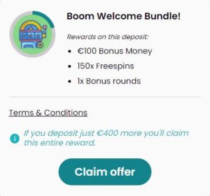 Boom Welcome Bundle €100 of meer Storten