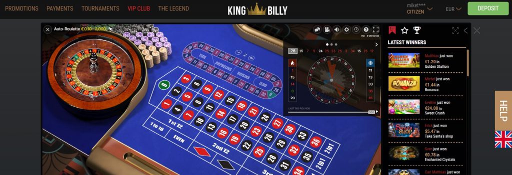 King Billy Auto-Roulette in het Live Casino