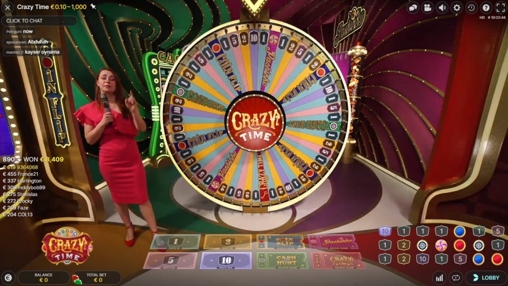 Spinia Live Casino met Crazy Time