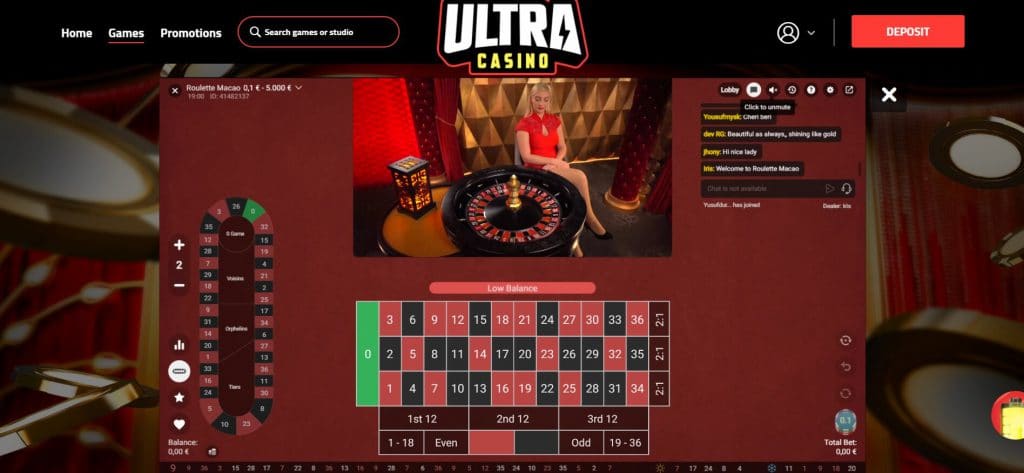 Ultra Live Casino Roulette Macao