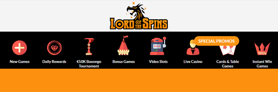 Lord of the Spins spel categorieën