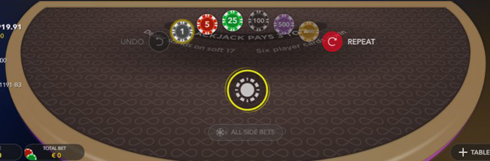 Infinite Blackjack heeft extra inzet mogelijkheden waardoor dit spel extra aantrekkelijk is