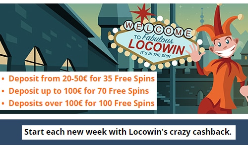 Locowin heeft wekelijkse free spins en cashback acties