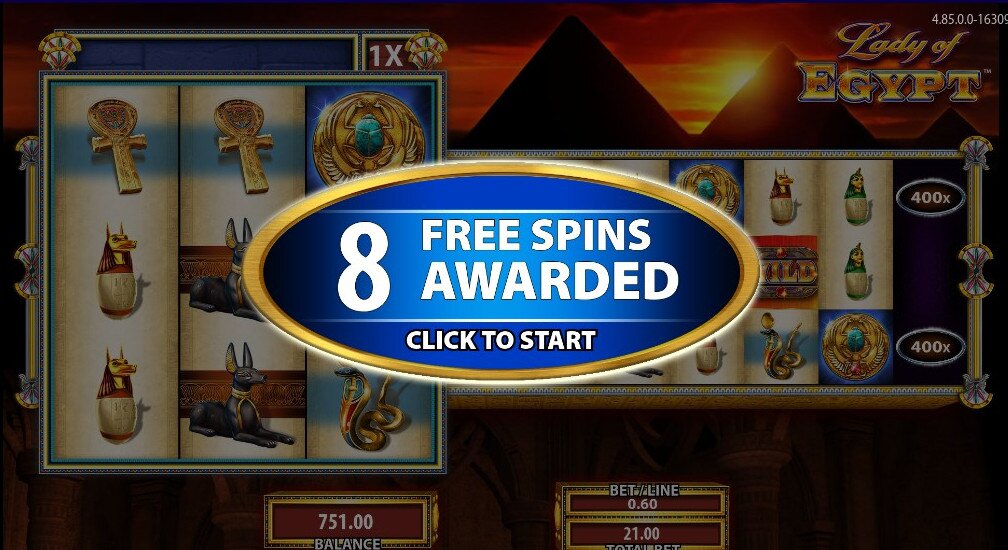 Gratis spins bij lady of egypt