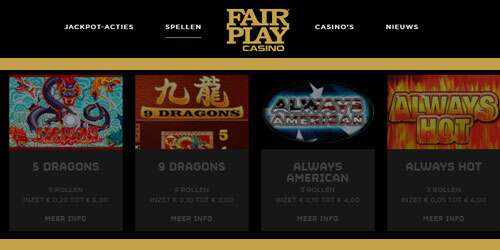 Het spelaanbod van Fair Play casino zal bestaan uit slots, tafelspellen en live casino.