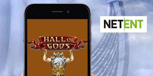 De gokkast Hall of Gods is ook op de mobiel te spelen, voor echt geld, maar ook de demo-versie.