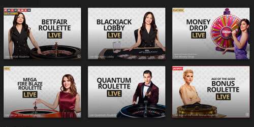 Betfir casino heeft meer dan 40 live spellen waaronder poker, roulette en blackjack.