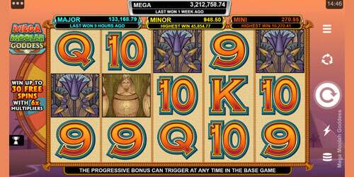 Mega Moolah Goddess is een gokkast met progressieve jackpots.