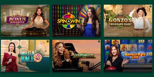 Het live casino heeft zowel spellen van Playtech als van Evolution.