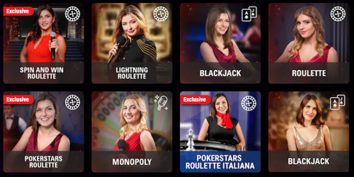Pokerstars biedt veel exclusieve live casinospellen die alleen bij dit casino te spelen zijn.