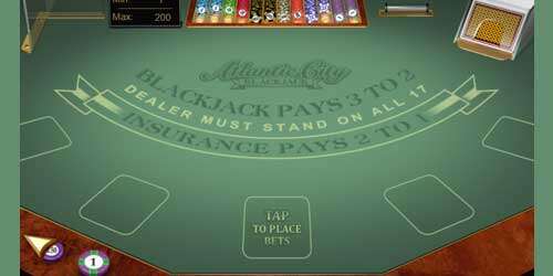 Atlantic City Blackjack Gold wordt met maar liefst acht decks kaarten gespeeld en heeft wat extra features.