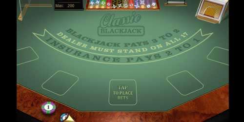Bij Classic Blackjack Gold kan je gemakkelijk een inzet plaatsen.