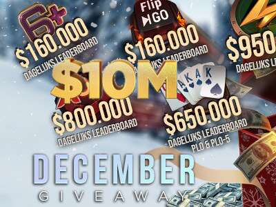 Voor de december feestmaand wel 10 miljoen in prijzen bij gg poker