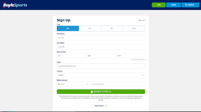 Registreren bij boylesports stap 1