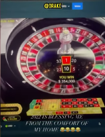 winst online roulette Drake gedeeld op instagram 