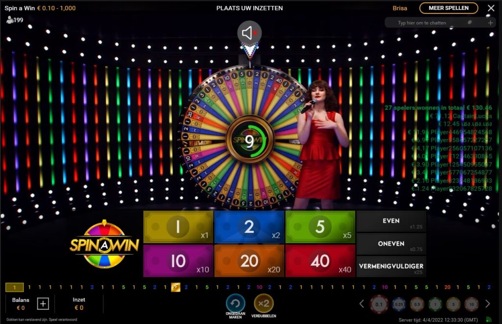 spin a win studio live casino
