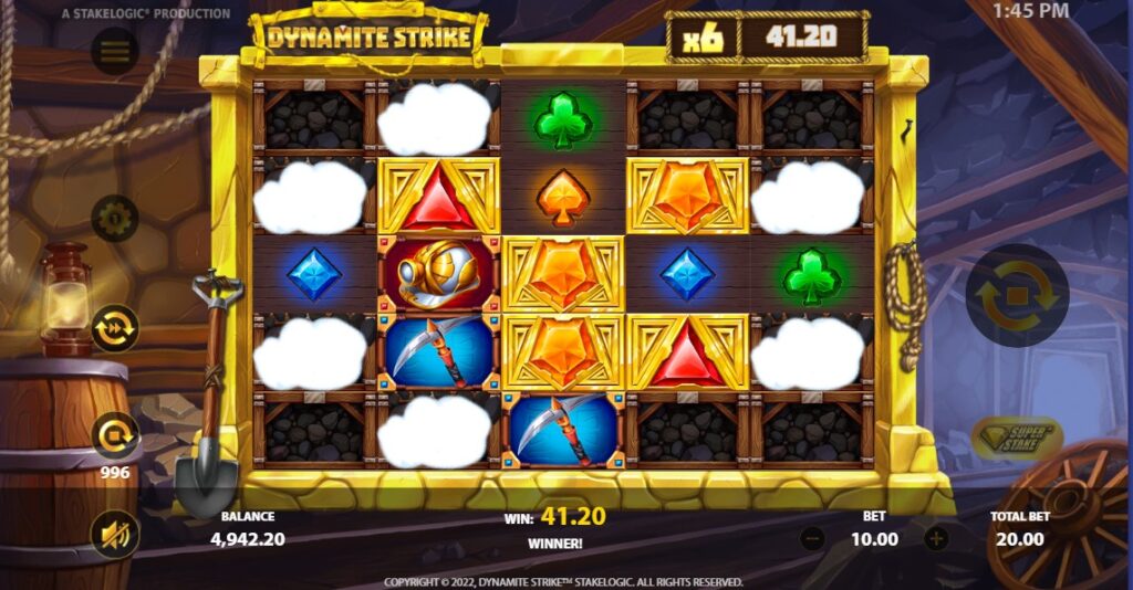 screenshot basisspel stakelogics dynamite strike