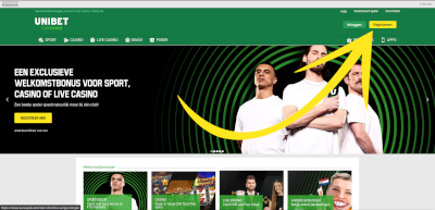 Stap 1 in het registreren bij unibet