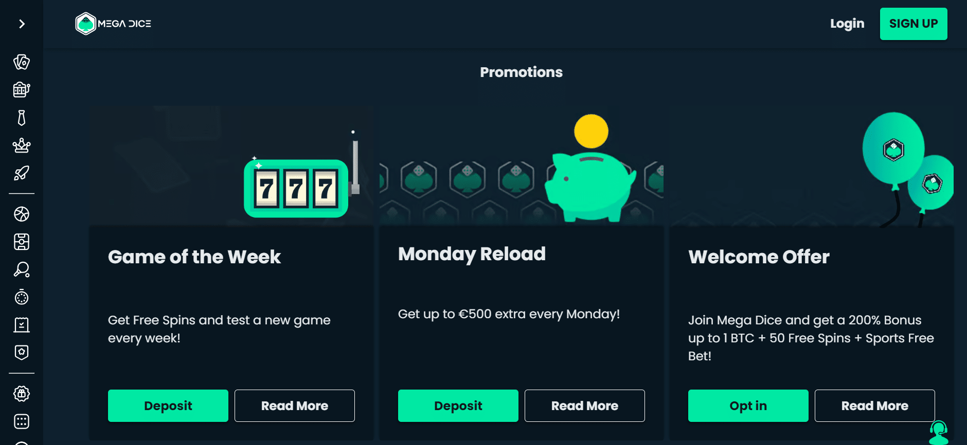 Mega Dice nieuwe online casino