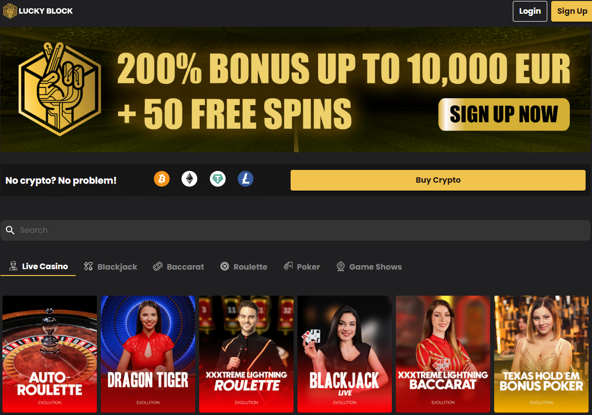 lucky block live casino spellen