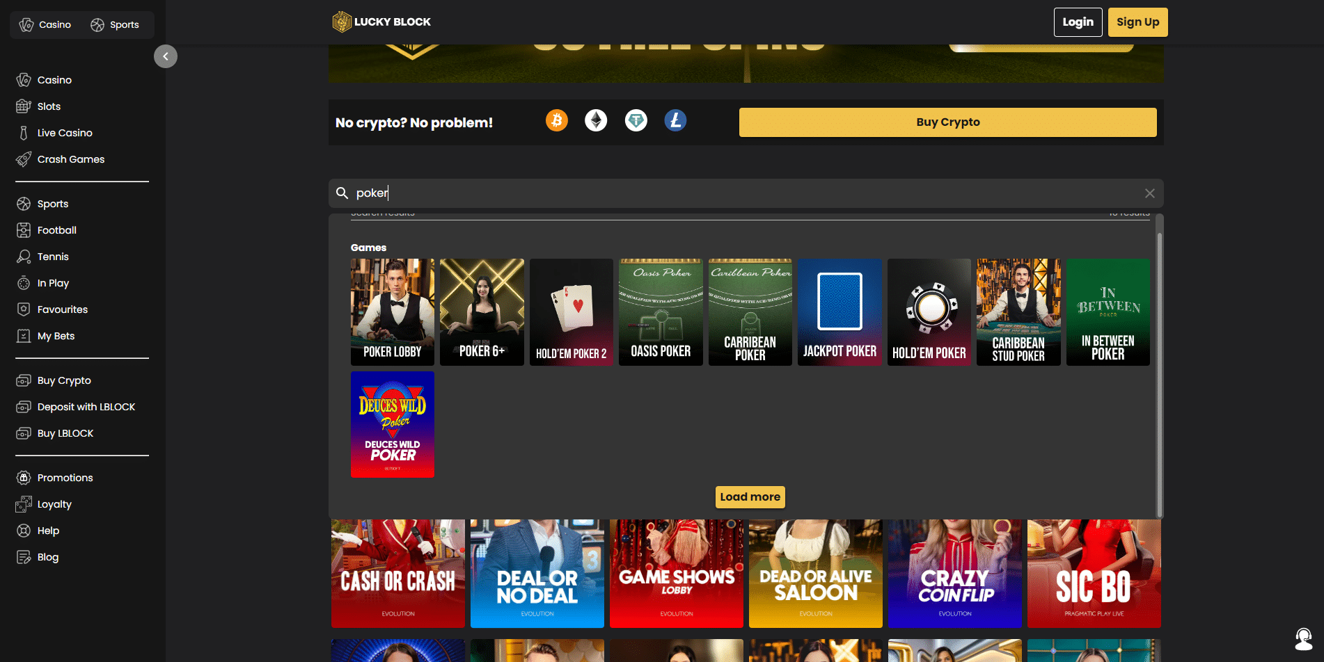 Lucky Block poker casino
